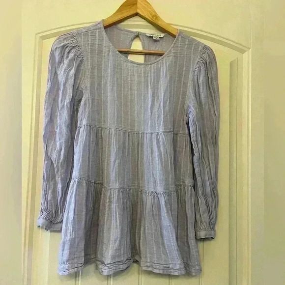 American Eagle long sleeve tiered babydoll top violet oversized XS, Extra small - Picture 4 of 10